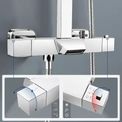 Auralum Max Colonne de Douche Thermostatique 3 Fonctions, Ensemble de Douche Chrome avec pomme Douchette Robinet de Baignoire* Colonne De Douche Thermostatique