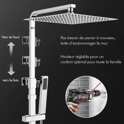 Homelody Colonne de Douche Thermostatique Ensemble de Douche Corps en Laiton Hauteur Réglable 855-1105mm Système de Douche* Colonne De Douche Thermostatique