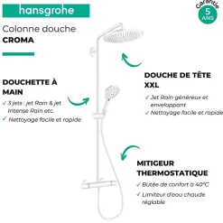 Hansgrohe Colonne de douche thermostatique Croma Select S 280 blanc mat