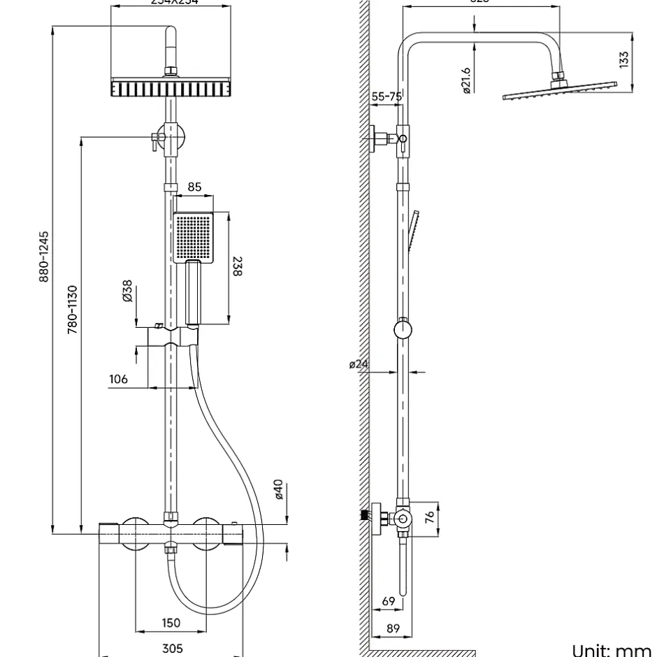 Auralum Max Colonne de Douche Thermostatique avec mitigeur , Ensemble de Douche Noir, Douche avec Tête de Douche de 12 pouce