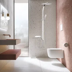 Valentin Colonne de douche thermostatique avec pomme de tête, douchette et flexible, chrome, Inouie* Colonne De Douche Sans Robinetterie
