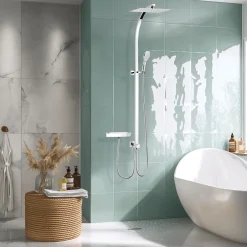 Valentin Colonne de douche thermostatique avec pomme de tête, douchette et flexible, chrome, Inouie* Colonne De Douche Sans Robinetterie
