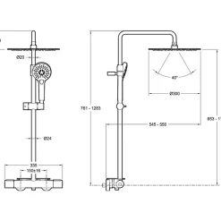 Jacob Delafon Colonne de douche thermostatique Metro chromée* Colonne De Douche Thermostatique
