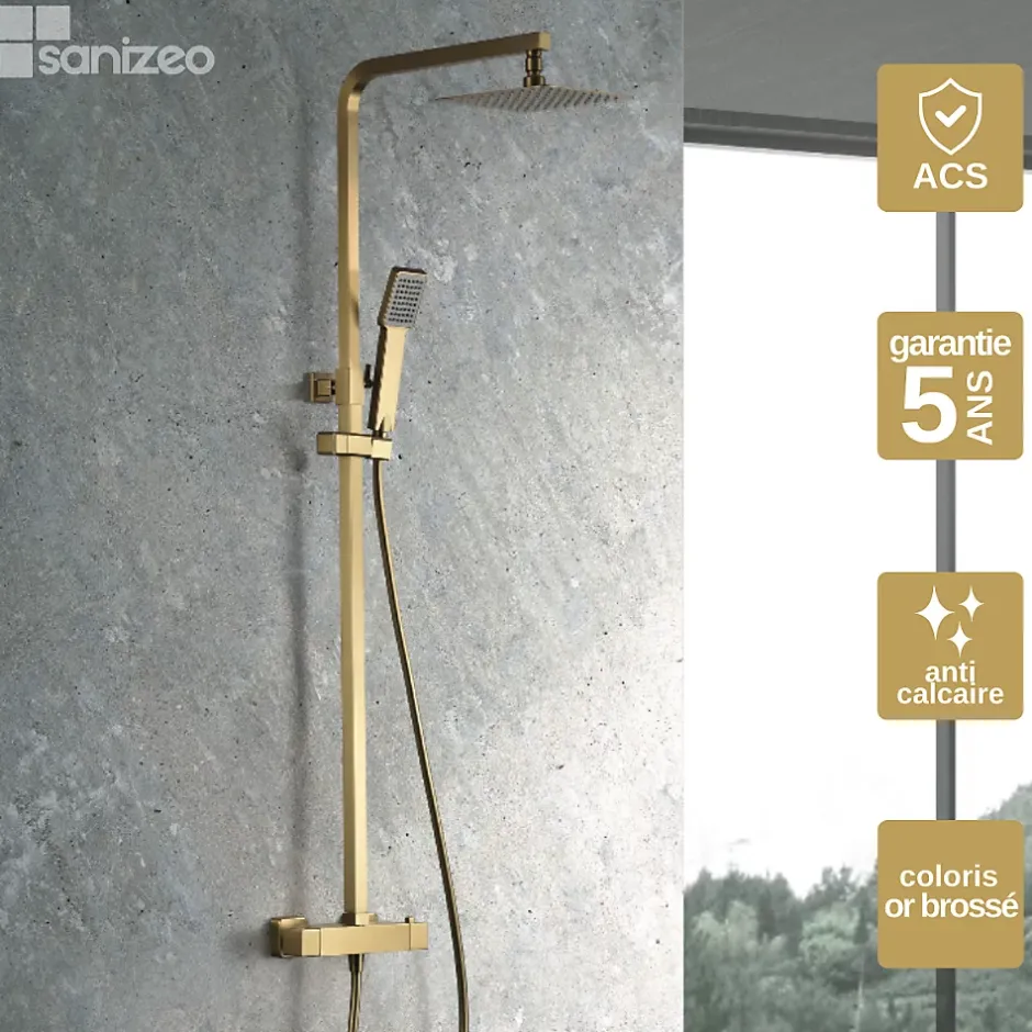 Imex Colonne de Douche Thermostatique Anti-Calcaire Or Brossé VIGO BTV013/OC