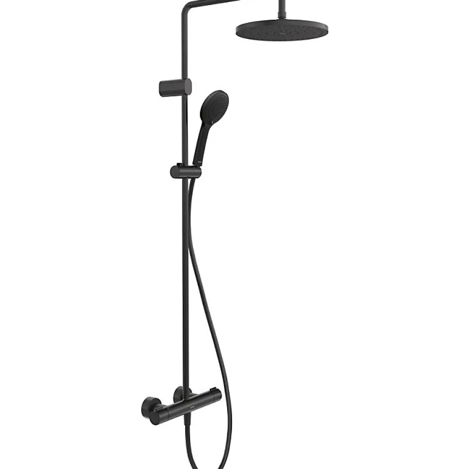 Duravit Colonne de douche thermostatique MinusFlow noir mat* Colonne De Douche Thermostatique