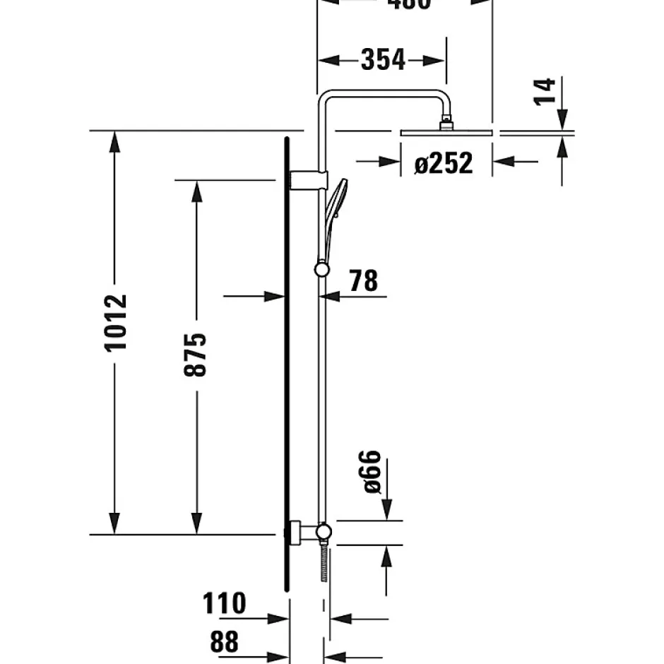 Duravit Colonne de douche thermostatique MinusFlow noir mat* Colonne De Douche Thermostatique