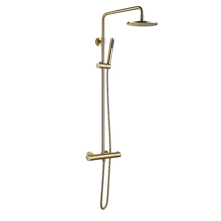 Hudor COLONNE DE DOUCHE THERMOSTATIQUE EN LAITON DORÉ BROSSÉ SC418 COLLECTION SCAMANDRE