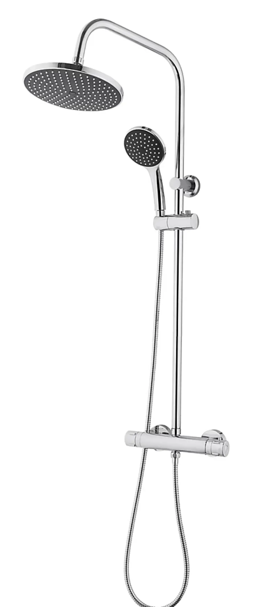 Cooke & Lewis Colonne de douche thermostatique effet chromé avec douchette et pommeau, Lidia