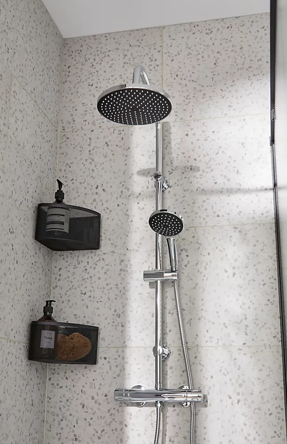 Cooke & Lewis Colonne de douche thermostatique effet chromé avec douchette et pommeau, Lidia