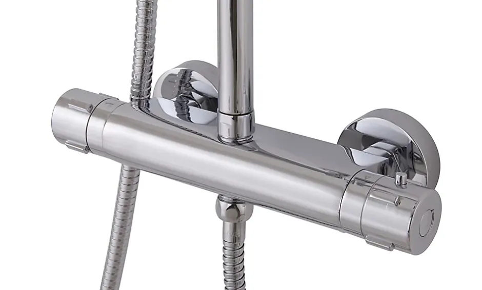 Cooke & Lewis Colonne de douche thermostatique effet chromé avec douchette et pommeau, Lidia