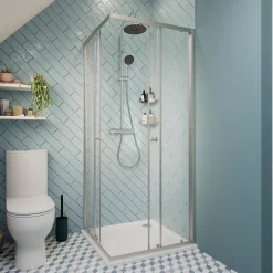 Cooke & Lewis Colonne de douche thermostatique effet chromé avec douchette et pommeau, Lidia