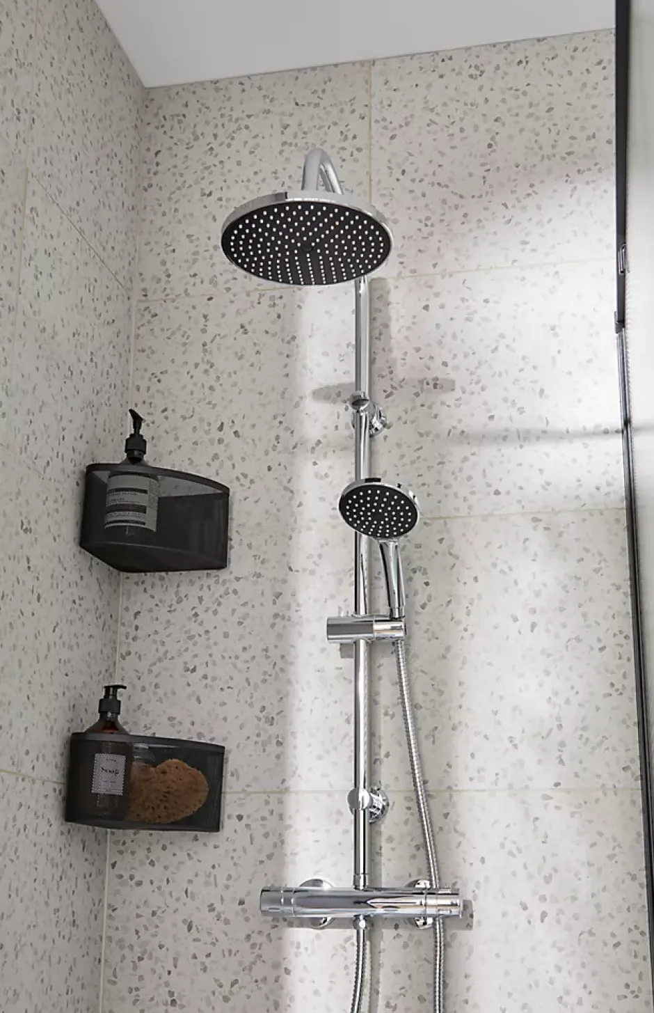 Cooke & Lewis Colonne de douche thermostatique effet chromé avec douchette et pommeau, Lidia