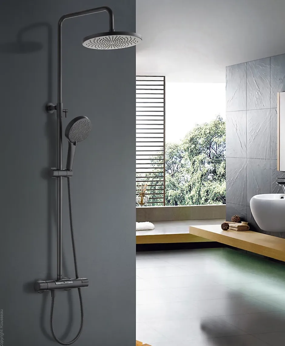 Edouard Rousseau Colonne de douche thermostatique noire XL, Ekogest* Colonne De Douche Thermostatique