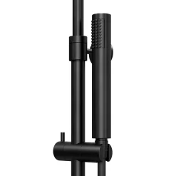 GoodHome Colonne de douche thermostatique + barre réglable + douchette + flexible, noir mat, Owens