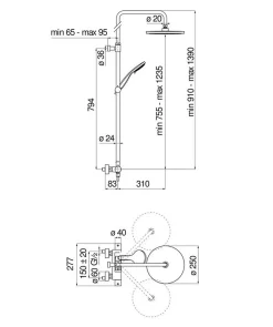 Nobili Colonne de douche thermostatique TONDA - Coloris : PVD miele brossé
