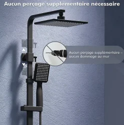 Homelody Colonne de Douche Thermostatique Noir Ensemble de Douche Robinet Cascade pour Baignoire Laiton Set de Douche Hauteur Réglable* Colonne De Douche Thermostatique