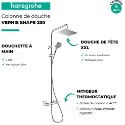Hansgrohe Colonne de douche thermostatique Vernis Shape 230 chromé* Colonne De Douche Thermostatique