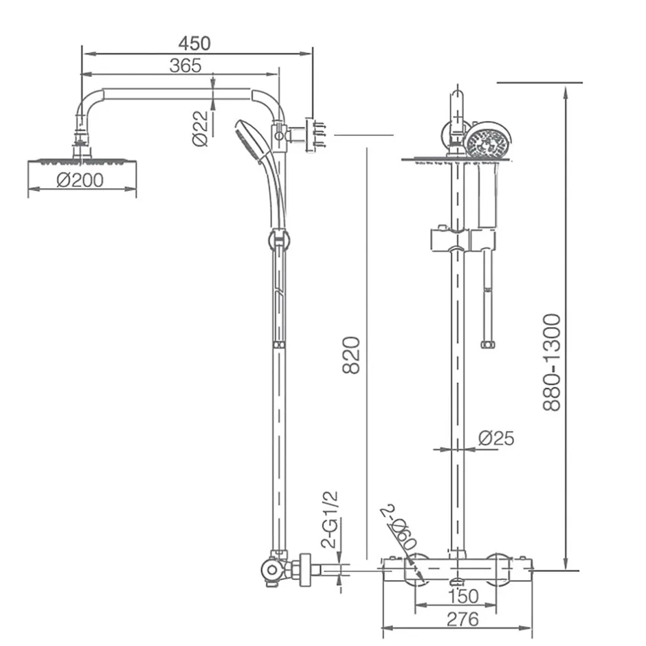 Imex Products Colonne de douche thermostatique chrome acier et laiton avec douchette reglable et robinet securise
