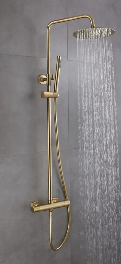 Edouard Rousseau Colonne de douche thermostatique laiton brossé, Doddy* Colonne De Douche Thermostatique