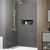 Galedo Colonne de douche thermostatique avec pommeau + douchette 2 jets + flexible + barre réglable, doré brossé, Arty* Colonne De Douche Thermostatique