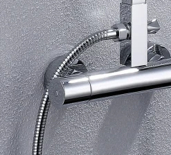 Bernstein Colonne de douche thermostatique acier inox sans pommeau - 118x41cm - 8821C Basic Sans tête (de douche)