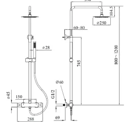 Hudor COLONNE DE DOUCHE THERMOSTATIQUE EN LAITON ROSÉ DORÉ (CUIVRE) SC418 COLLECTION PENEE* Robinet De Douche