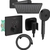 Hansgrohe Colonne de douche thermostatique ShowerSelect E Douche de tête Vernis Shape Flexible Designflex Douchette Pulsify noir