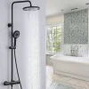 Homelody Colonne de Douche Thermostatique Securite 38C Jet Pluie Hauteur Reglable 1006 a 1206 mm Acier Inoxydable Noir Pour Salle de Bain