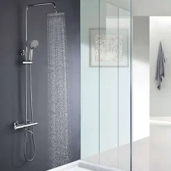 Kibath Colonne de douche thermostatique AVEC bec rond 85-115 cm finition chrome poli en laiton