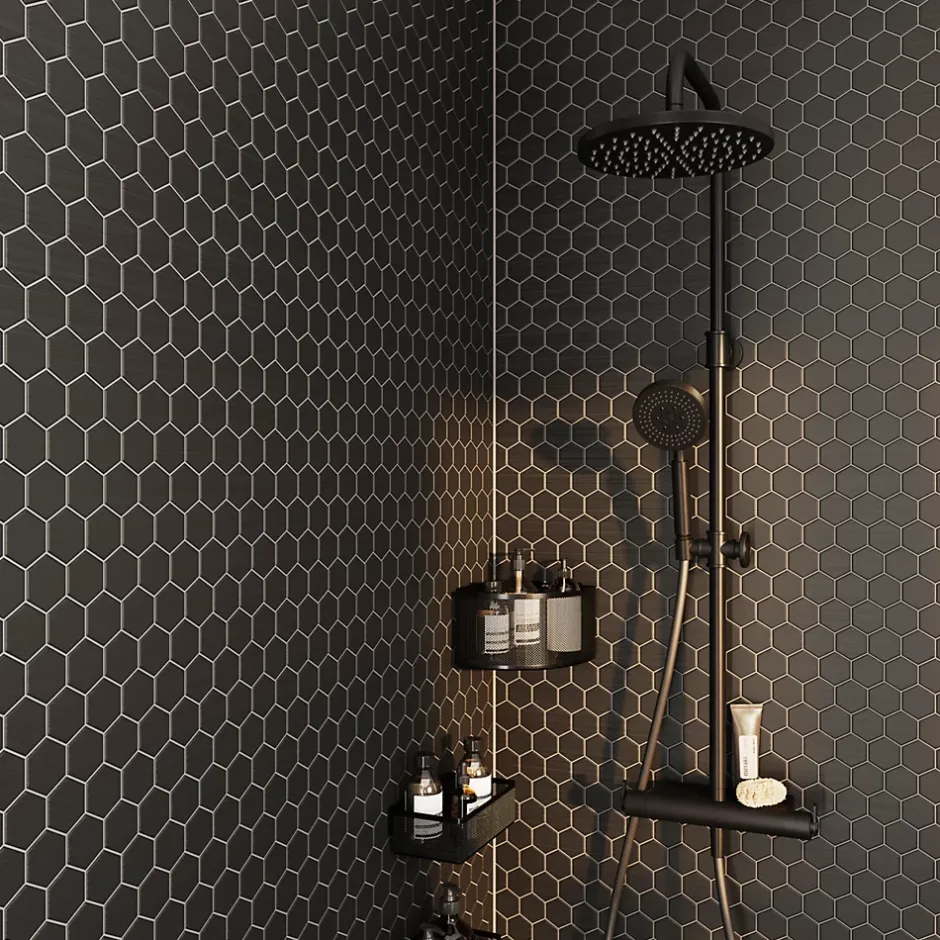 GoodHome Colonne de douche thermostatique Selenga noir* Colonne De Douche Thermostatique