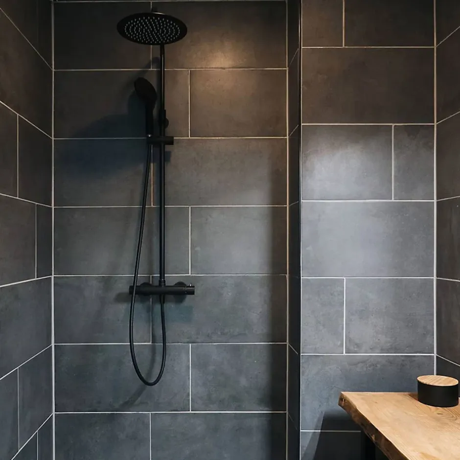 Essebagno Colonne de douche thermostatique, noir, Kissy* Colonne De Douche Thermostatique