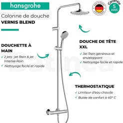 Hansgrohe Colonne de douche thermostatique Vernis Blend 200 chromé