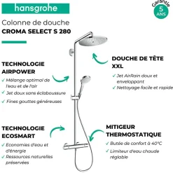 Hansgrohe Colonne de douche thermostatique Croma Select S 280 EcoSmart chromé