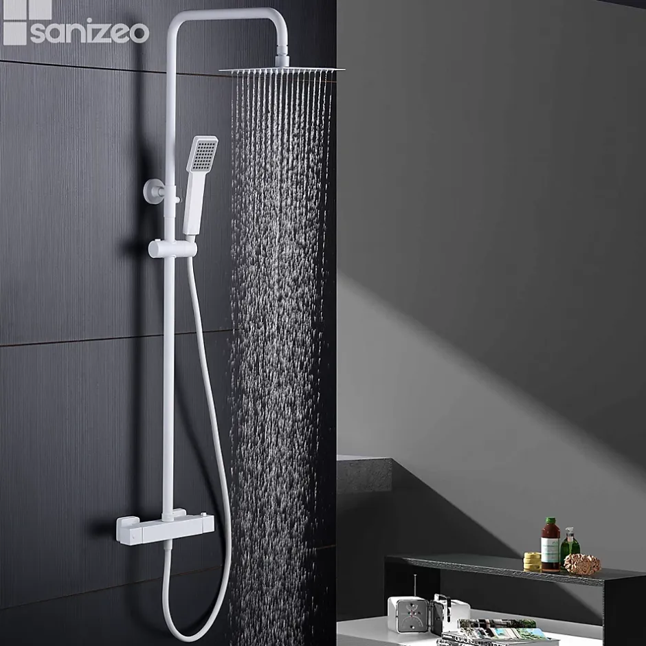 Imex Colonne de Douche Thermostatique Anti-Calcaire Blanc Mat ART BTAR025/BL