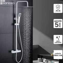 Imex Colonne de Douche Thermostatique Anti-Calcaire Blanc Mat ART BTAR025/BL