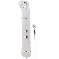 Valentin Colonne de douche thermostatique avec tablette, pomme de tête, douchette et flexible, blanc, Nautilus* Colonne De Douche Hydromassante