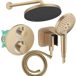 Hansgrohe Colonne de douche thermostatique Ecostat S Douche de tête Pulsify S Flexible Isiflex Douchette Raindance Select S bronze* Colonne De Douche Encastrable