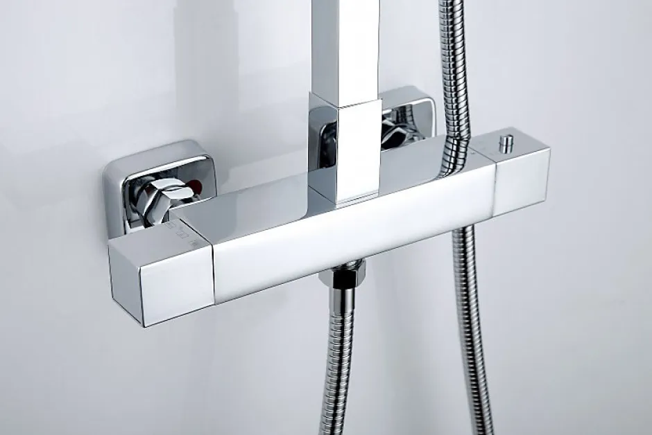 Bernstein Colonne de douche thermostatique acier inox, tête de douche 35x35cm - 110x15cm - SEDAL 8921 BASIC 35x35cm* Colonne De Douche Thermostatique