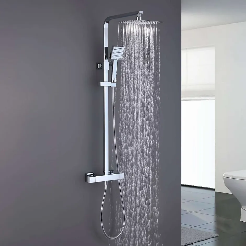 Poalgi Colonne de douche thermostatique avec barre extensible SKY BATH chromé Inox S304 série PARADISE