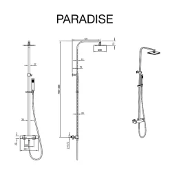 Poalgi Colonne de douche thermostatique avec barre extensible SKY BATH chromé Inox S304 série PARADISE
