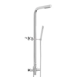 Valentin Colonne de douche thermostatique avec pomme de tête, douchette 1 jet et flexible, porte-savon, laiton chromé, Allure* Colonne De Douche Thermostatique
