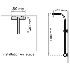 Valentin Colonne de douche thermostatique avec pomme de tête, douchette 1 jet et flexible, porte-savon, laiton chromé, Allure* Colonne De Douche Thermostatique