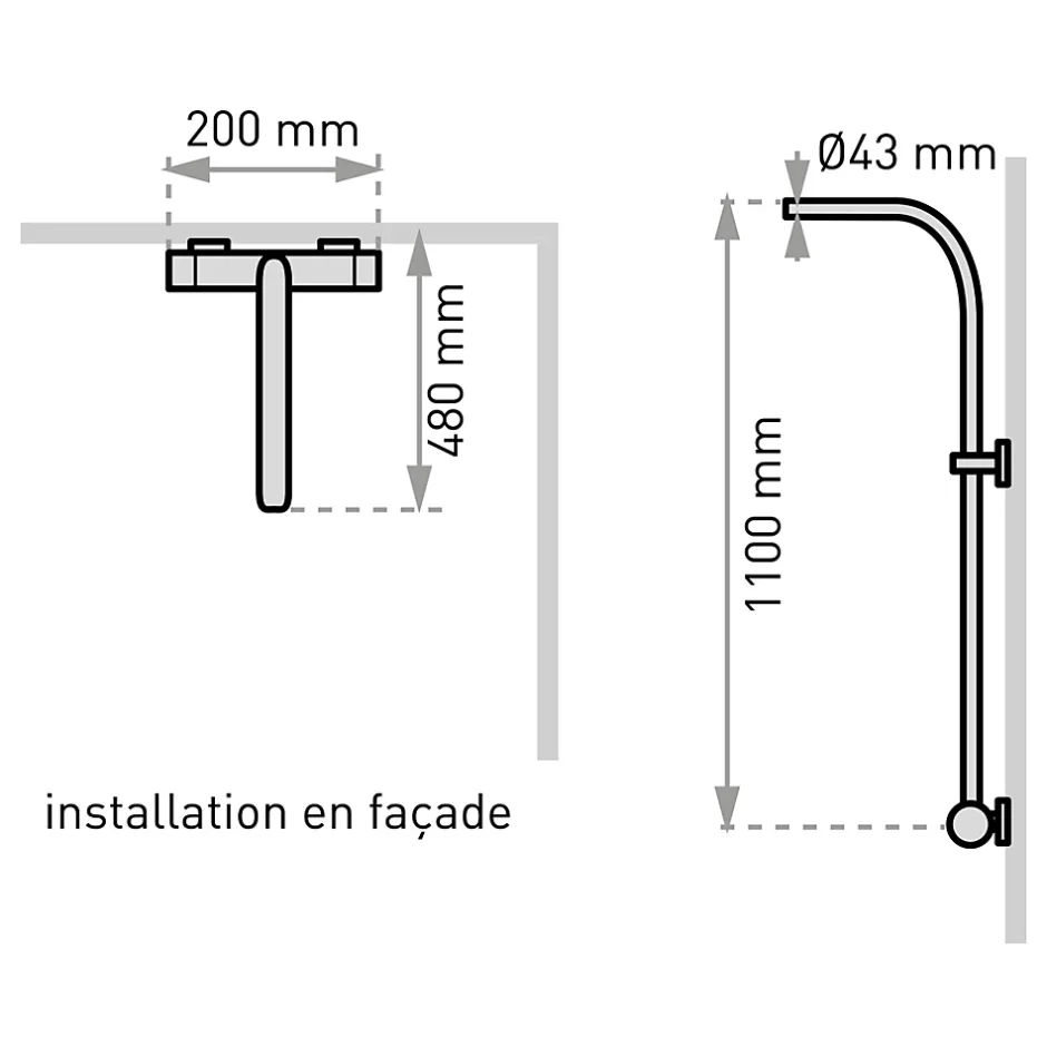 Valentin Colonne de douche thermostatique avec pomme de tête, douchette 1 jet et flexible, porte-savon, laiton chromé, Allure* Colonne De Douche Thermostatique
