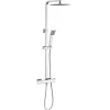 AICA Sanitaire Colonne de douche thermostatique avec pomme de tête, douchette et flexible,effet chromé,Carré, AICA