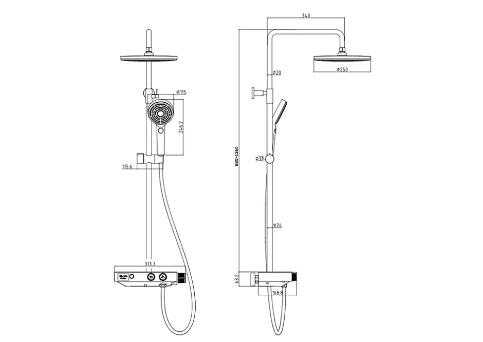 Edouard Rousseau Colonne de douche thermostatique blanche, Ekogest