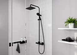 Hansgrohe Colonne de douche thermostatique noir Eco Vernis Shape