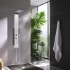 Valentin Colonne de douche thermostatique hydromassante multijets avec pomme de tête, douchette 1 jet et flexible, gris alu et noir, Dune