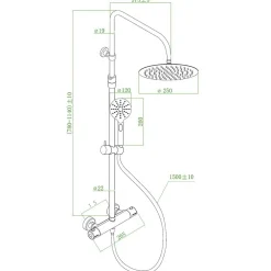 Essebagno Colonne de douche thermostatique or brossé Luisa