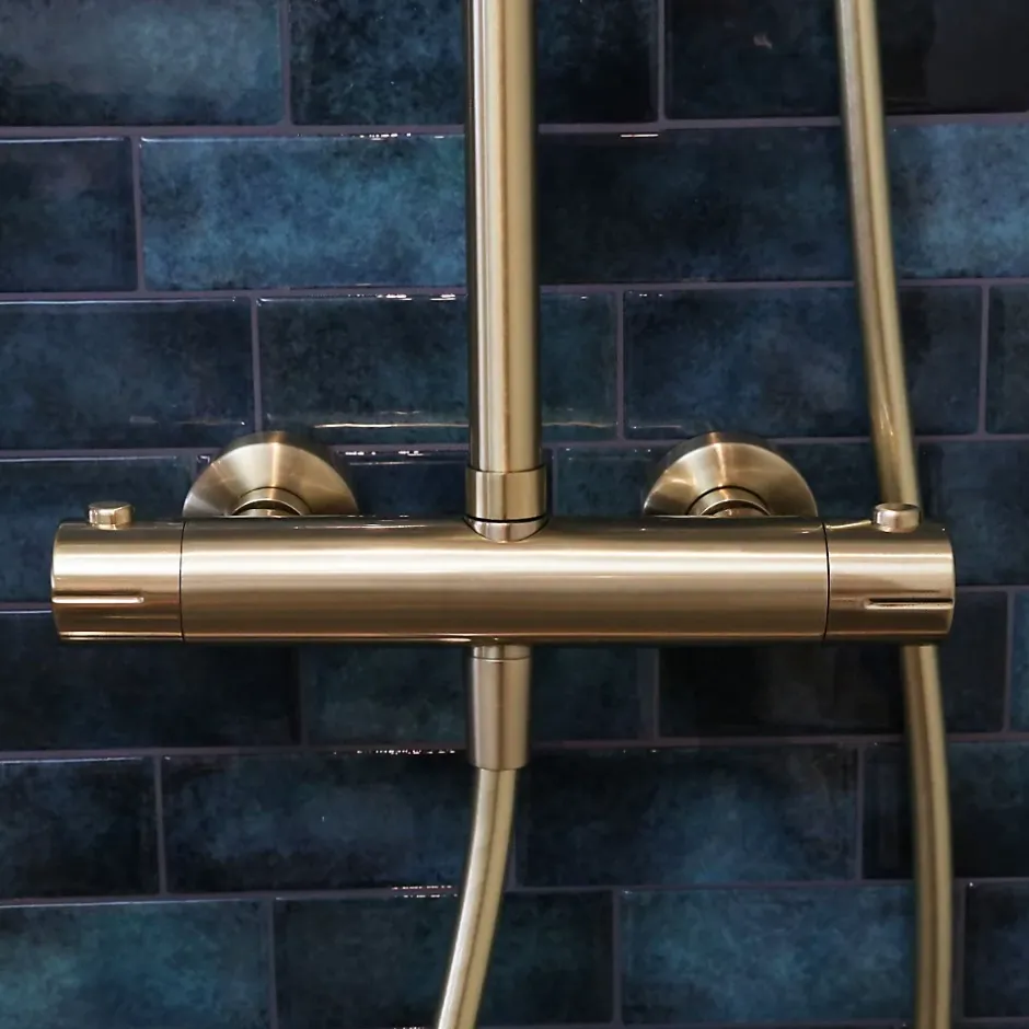 Essebagno Colonne de douche thermostatique or brossé Luisa
