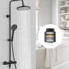 Homelody Colonne De Douche Thermostatique Securite 38C Jet Pluie Hauteur Reglable 1006 A 1206 mm Structure Inox Noire